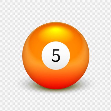 Hisse senedi vektör çizim sarı top bilardo Isolated şeffaf bir arka plan üzerinde için. Sayı 5.