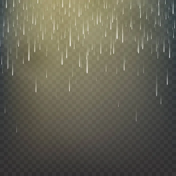 Illustration vectorielle pluie isolée sur un fond transparent. Météo douche, mousson . — Image vectorielle