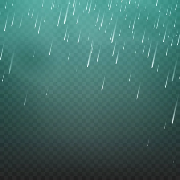 ベクトル図雨透明な背景に分離されました。シャワー天気、モンスーン. — ストックベクタ