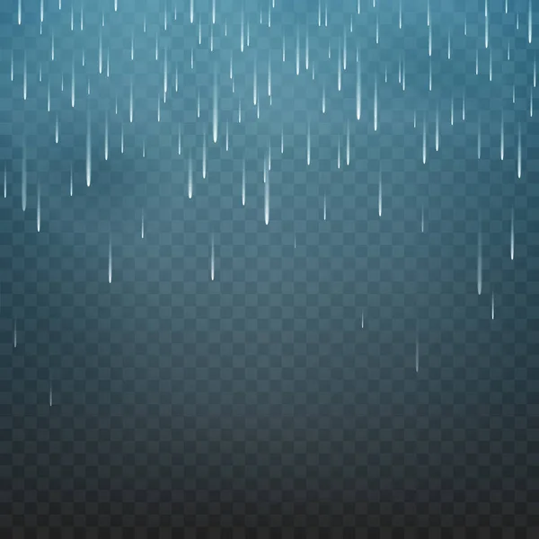 Vektör çizim yağmur şeffaf bir arka plan üzerinde izole. Duş hava, muson. — Stok Vektör