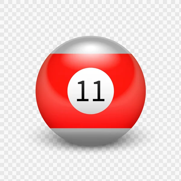 Απόθεμα διανυσματικά εικονογράφηση κίτρινη μπάλα για μπιλιάρδο απομονωμένη σε ένα διαφανές φόντο. Με τον αριθμό 11. — Διανυσματικό Αρχείο