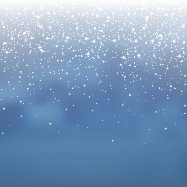 Stock vector ilustración caída de la capa de nieve. Copos de nieve, nevadas. Fondo azul. Caída de nieve, ventisca, tormenta de nieve, nieve. EPS 10 — Archivo Imágenes Vectoriales