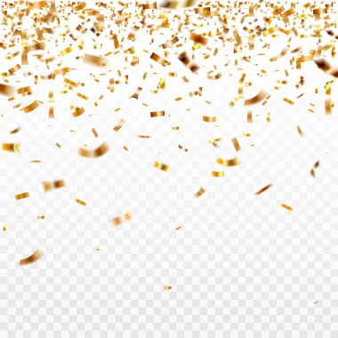 Hisse senedi vektör çizim altın konfeti şeffaf bir arka plan üzerinde izole. EPS 10