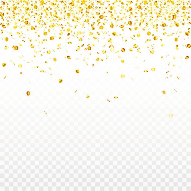 Hisse senedi vektör çizim altın konfeti şeffaf bir arka plan üzerinde izole. EPS 10