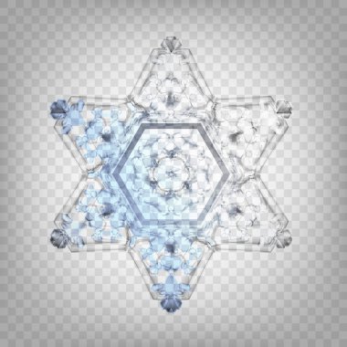 Saydam bir arka plan üzerinde izole hisse senedi vektör çizim gerçekçi kar tanesi. EPS 10