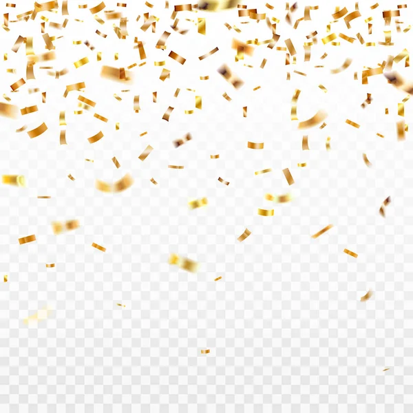 Hisse senedi vektör çizim altın konfeti şeffaf bir arka plan üzerinde izole. EPS 10