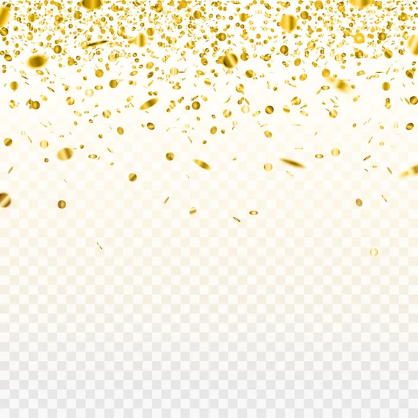 Hisse senedi vektör çizim altın konfeti şeffaf bir arka plan üzerinde izole. EPS 10
