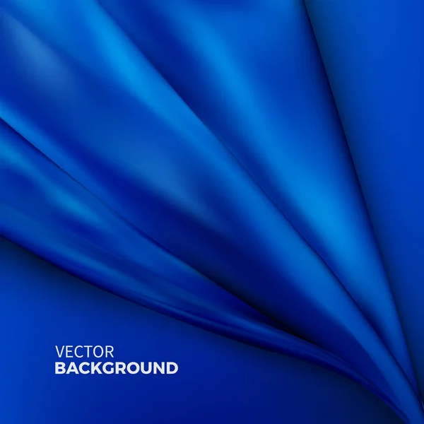 Stock vector ilustración. Tejido de seda azul oscuro. Textura satinada, tela, lujo. Fondo minimalista colorido abstracto. EPS 10 — Vector de stock