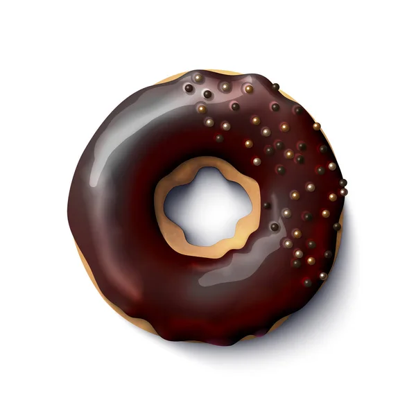 Estoque ilustração vetorial donut realista. Esmalte de chocolate. Bolas comestíveis brilhantes. EPS 10 — Vetor de Stock