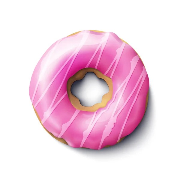 Stock vector ilustración donut realista. Glaseado rosa. Donut aislado sobre fondo blanco. Donut, desayuno, postre. EPS 10 — Vector de stock