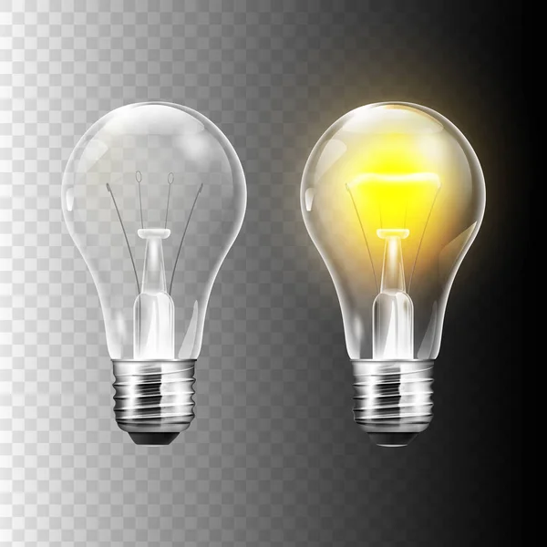 Stock vector illustration realistic lightbulb isolated on a transparent background. EPS 10 — Stock Vector