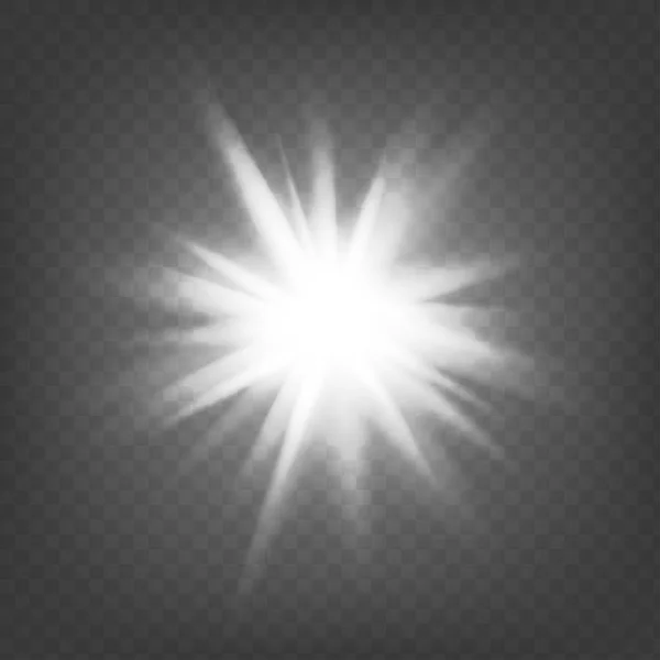 Векторна ілюстрація білого вибуху на прозорому фоні. Яскраве сяйво. ЕПС10 — стоковий вектор