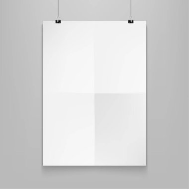 Hisse senedi vektör çizim gerçekçi mockup poster beyaz yatay. Gri bir arka plan üzerinde izole. Eps10