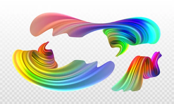 Stok vektör çizim çok renkli gerçekçi yağ, akrilik boya. Asit renkler. Fırça konturları seti şeffaf damalı arka plan üzerinde izole. Tasarlamak, afiş, el ilanı, sunum için şablon — Stok Vektör
