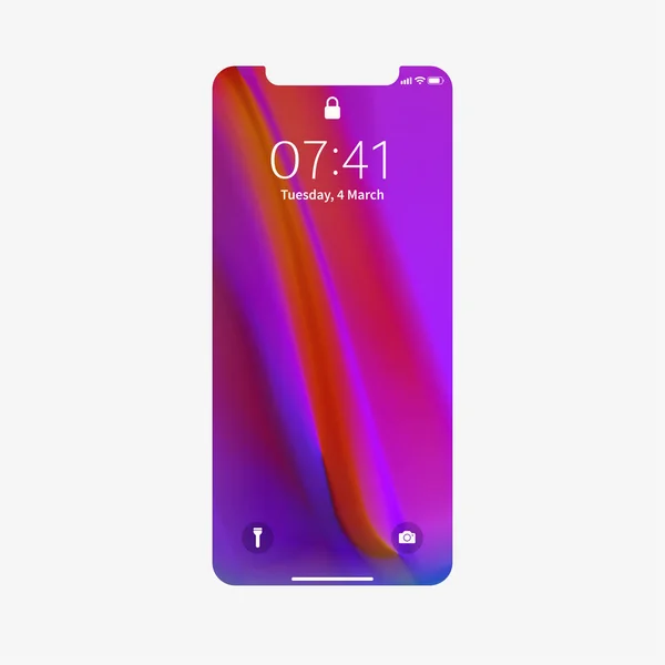 Nueva York, Estados Unidos - 22 de agosto de 2018: maqueta de teléfono inteligente de pantalla completa sin marco aislado sobre fondo blanco. EPS10 — Vector de stock