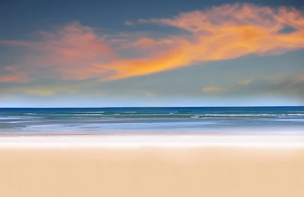 Rosa Amarilla Puesta Sol Nubes Cielo Azul Playa Agua Mar — Foto de Stock