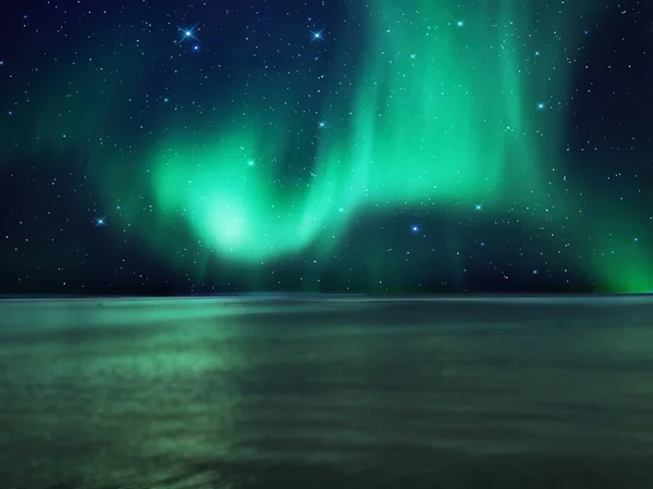 Éjszaka Csillagos Aurora Borealis Kék Zöld Felhők Splash Éjszaka Csillagos — Stock Fotó