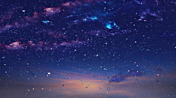 Csillagos Kék Éjszaka Tenger Víz Hullám Tükröződés Horizont Csillag Fény — Stock Fotó