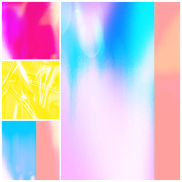 Barevné Pastelové Abstraktní Neon Moderní Šablony Pozadí Web Koláž Set — Stock fotografie