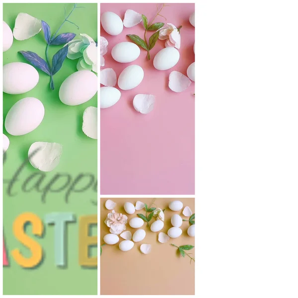 Gelukkig Pasen Kleurrijke Pastel Abstract Modern Design Template Achtergrond Collage — Stockfoto