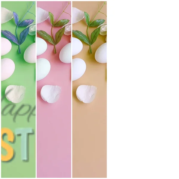 Šťastný Velikonoce Barevné Pastel Abstraktní Moderní Design Šablona Pozadí Koláž — Stock fotografie