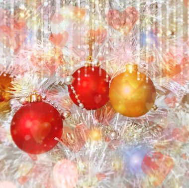 Noel tatili arka planı kırmızı top mavi kar taneleri metin şablonu illüstrasyon bayrak kolajı alıntıları