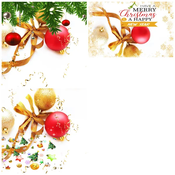 Weihnachten Urlaub Hintergrund Rot Gold Kugel Blau Schneeflocken Zitate Text — Stockfoto