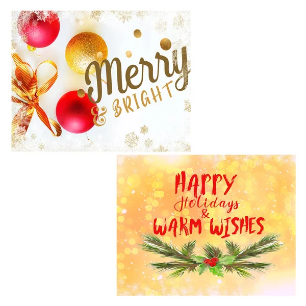 Christmas Holiday Background Red Gold Ball Blue Snowflakes Quotes Text — Stock Photo, Image