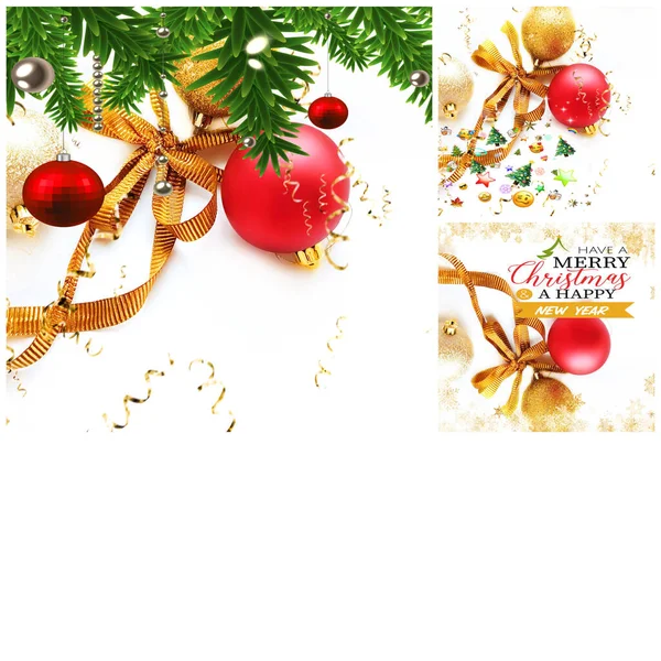 Christmas Holiday Background Red Gold Ball Blue Snowflakes Quotes Text — Stock Photo, Image