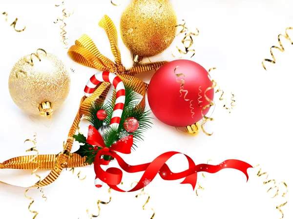 クリスマスの休日の背景レッドゴールドボールブルー雪のフレーク引用テキストテンプレートイラストバナーコラージュ — ストック写真
