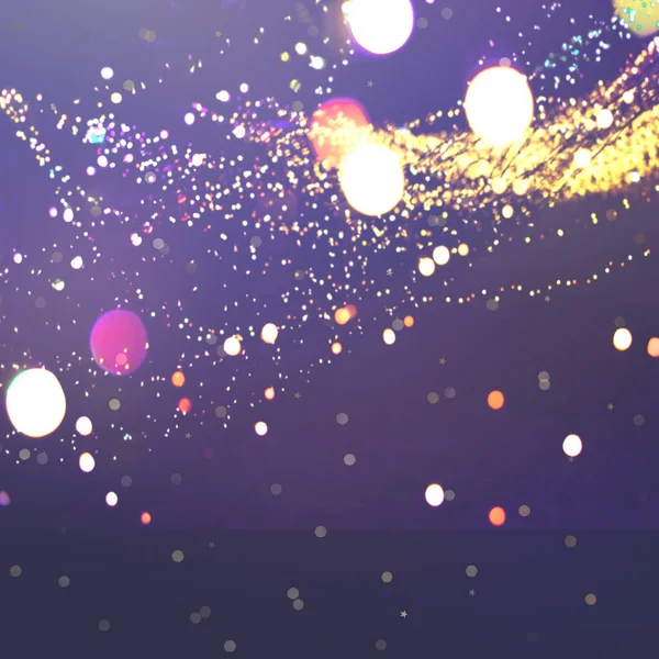 Noel Mavisi Arka Plan Neon Altın Bulanık Işık Şablonu Altın — Stok fotoğraf