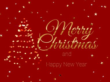  Altın yıldız elementi şablon arka plan pankartlı Mutlu Noeller kırmızı alıntıları 