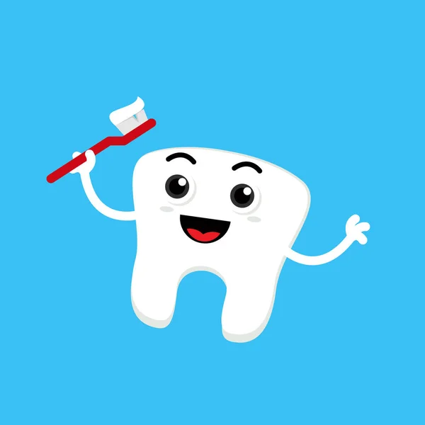Illustration Vector Graphic Cartoon Character Cute Teeth Bring Brush Tooth — Stock Vector