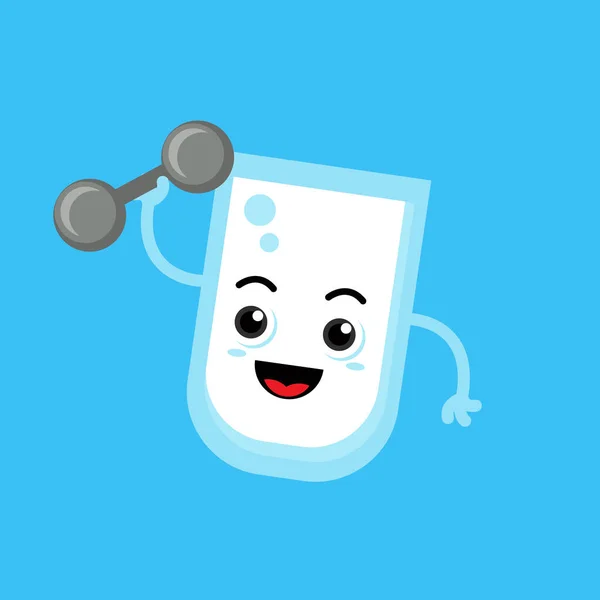 Illustration Vector Graphic Cartoon Character Cute Milk Hold Dumbbell — Stock Vector