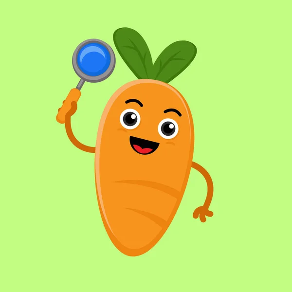Illustration Vector Graphic Cartoon Character Carrot Magnifying Glass — Stock Vector