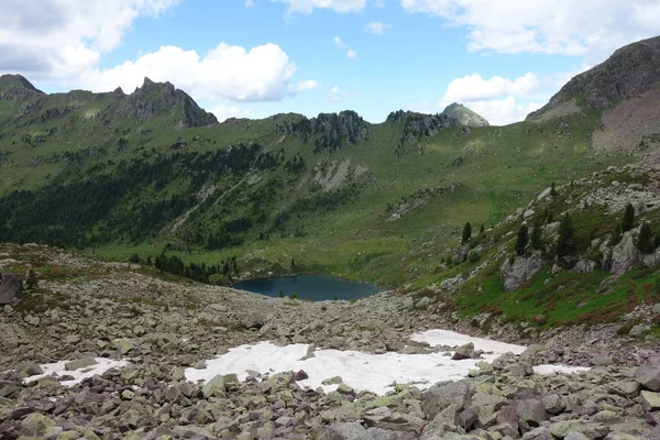 Stellune Lake. Lagorai mountain range in the eastern Alps in Trentino, Italy