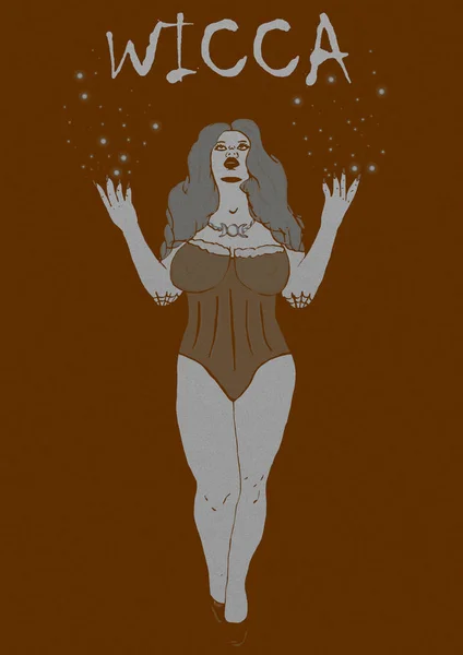 Vintage Εικόνα Μιας Μάγισσας Wicca — Φωτογραφία Αρχείου