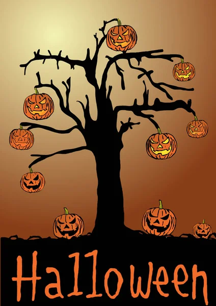 Halloween Pumpkins Ağacıyla — Stok fotoğraf