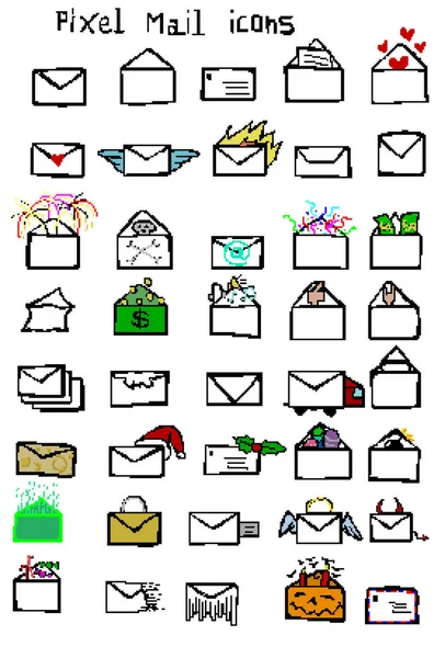 Pixel Email Set Image — Stock Photo, Image