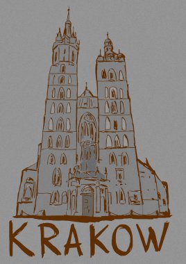 Krakow şehrinvintage kroki
