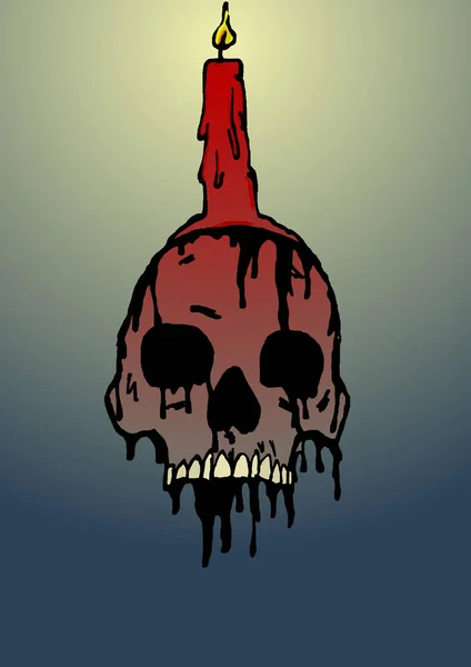 skull and candle light dripping wax