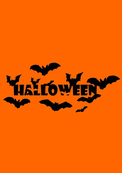 Halloween Vetor Texto Com Morcegos — Vetor de Stock