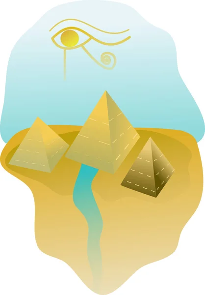Piramidy Okiem Horusa Niebie — Wektor stockowy