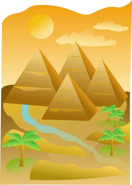 Ägypten Illustration Mit Pyramiden — Stockvektor