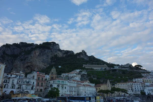 Pôr Sol Amalfi Cidade Itália — Fotografia de Stock