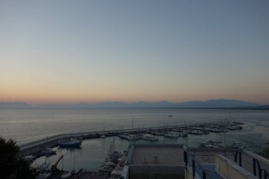 İtalya, Cilento 'daki Agropoli sahilinde gün batımı