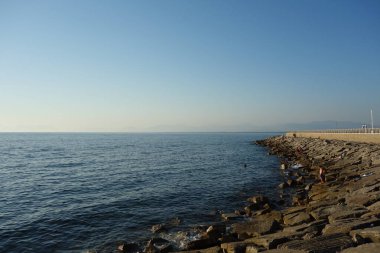 İtalya, Cilento 'daki Agropoli sahilinde gün batımı