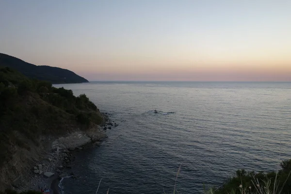 Puesta Sol Playa Agropoli Cilento Italia —  Fotos de Stock