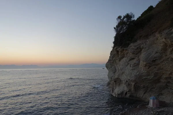 Matahari Terbenam Pantai Agropoli Cilento Italia — Stok Foto