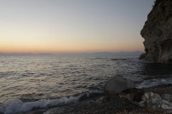 Matahari Terbenam Pantai Agropoli Cilento Italia — Stok Foto
